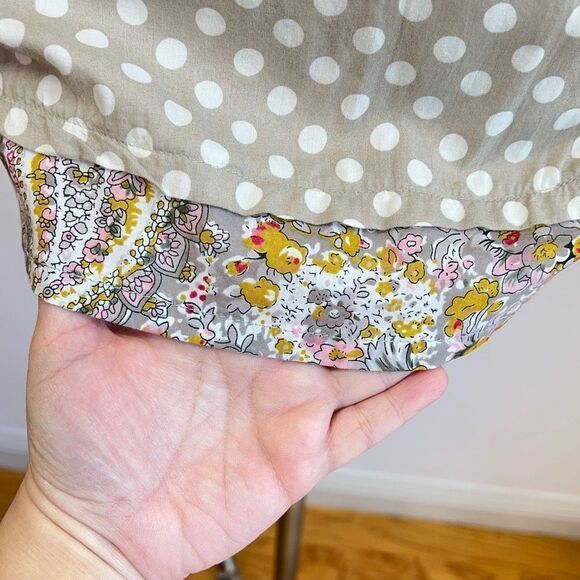 Anthropologie Postmark Top - Small - White/Tan Polka Dots Stripes and Floral - Picture 8 of 13